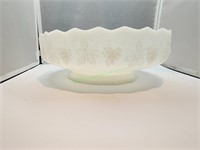 Fire King Milk Glass Bowl W/ Grapes & Leaves