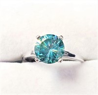 $1000 14K  Deep Blue Green Moissanite(1.4ct) Ring