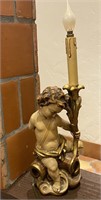 Vintage Wooden Cherub lamp