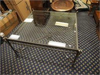 Metal and beveled glass coffee table, 38" square