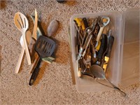 Storage box w various utensils