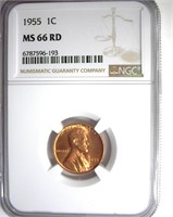 1955 Cent NGC MS66 RD