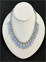 Vintage Light Blue Leaf Stone Necklace