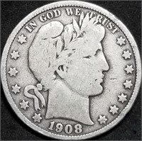 1908-S Barber Silver Half Dollar from Set