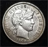 1909-P Barber Silver Dime from Set