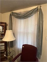 White Sheer Curtains & Sage Patterned Sheer Swags