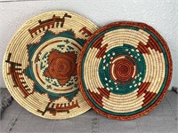 Lot of 2 Native American Style Coiled Baskets