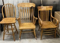 3 Oak Chairs