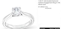 Police Auction: 14k Gold 1 Carat Diamond Ring Dvs2