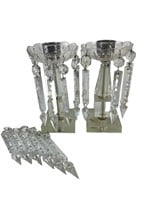 Art Deco Glass Candlestick Holders With Prisms