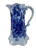 Beautiful Blue Flow and Gold Pitcher With No Lid