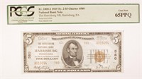 Pennsylvania. Gem Crisp 1929 National Currency $5