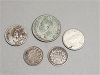 Collection of 5 Canada Silver Coins 1899/ 1907