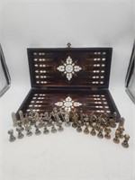 CHESS/ BACKGAMMON Mother of Pearl Inlaid Set