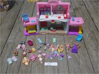 Play doll house with dolls, animal figurine's