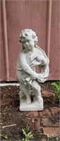 2' Antique Cherub Cement Garden Art Statue