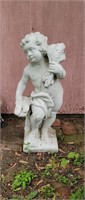 2' Antique Concrete Cherub Garden Art Statue