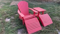 Red poly chair and table set