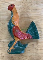 Vintage cast-iron rooster bottle opener, green