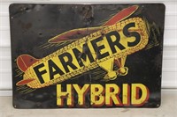 Vintage Metal Farmers Hybrid Dealer Sign