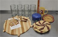 Pizza & cheese servers, mugs, etc.