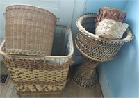 Wicker Items incl Planter, Laundry Basket, etc