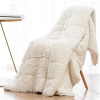 WEMORE SHAGGY FAUX FUR WEIGHTED BLANKET  60 X 80