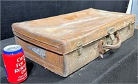 Vintage Brown Leather Travel Suitcase