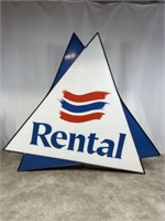 Large rental sign, dimensions are 43 x 38. Has