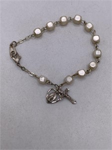 STERLING SILVER RELIGIOUS CHARMS BRACELET