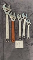 Assorted adjustable wrenches