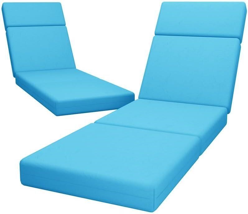 2 Pcs Chaise Cushions  72 x 21 x 4 Inch  Lake Blue