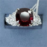 Platinum ruby and diamond ring