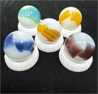 Vitro Whities marbles w/ tiger eye Mint