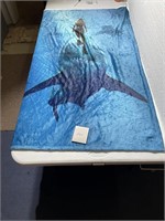 Beach Towel Shark with Woman Swimming in Ocean