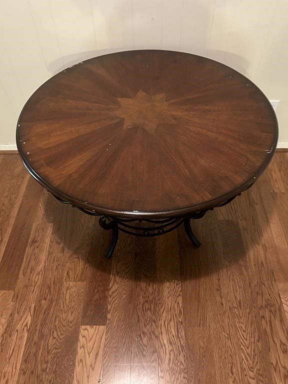 Metal & Wood Round Dining Table