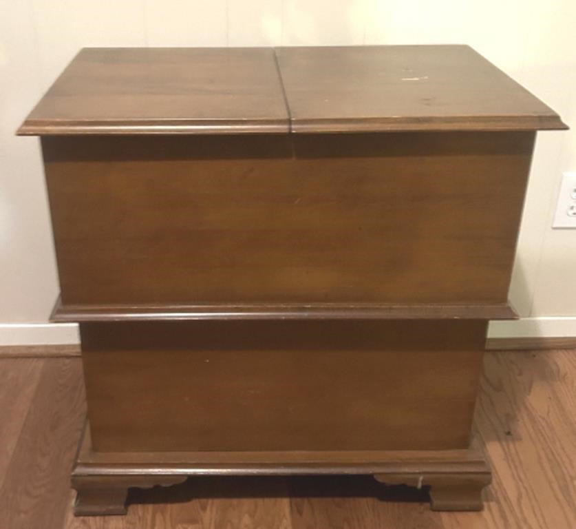 Vintage Wood Dual Top Record Cabinet