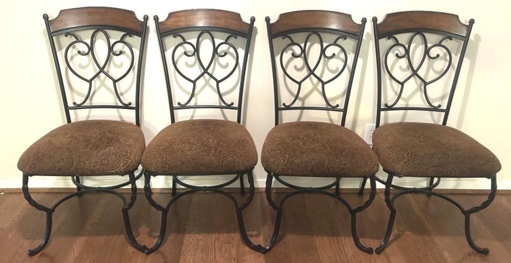 Metal & Wood Upholstered Dining Chairs