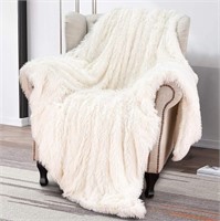M233  Softlife Faux Fur Blanket 50x60 Cream Wh