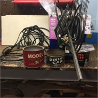 Scrap Metals in Box, Cords, Can of Nails