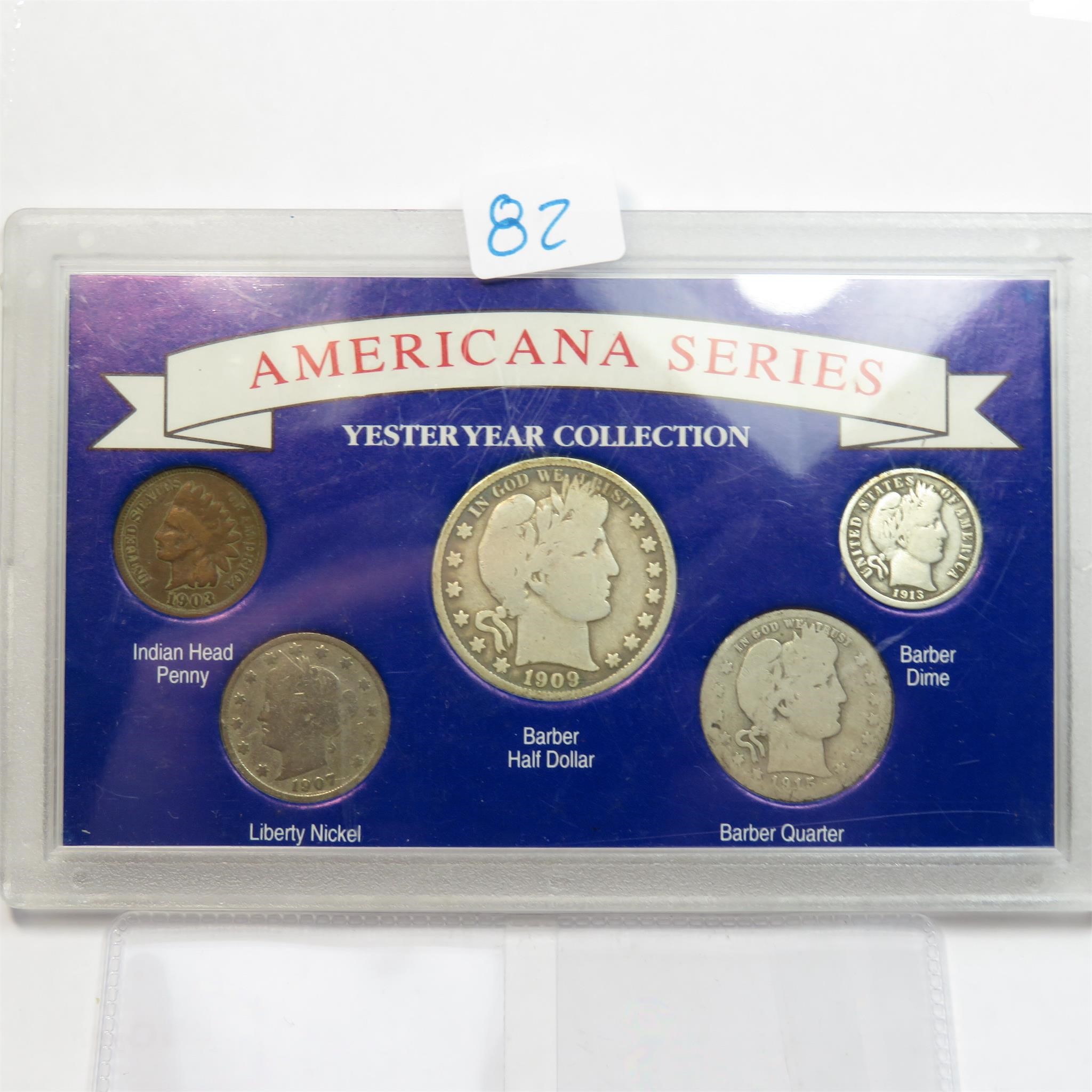 American Coin Set 50, 25, 10, 5, 1 Cent Coins