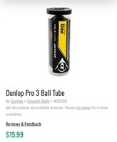 Dunlop Pro 3 Ball Tube - Squash Balls - This