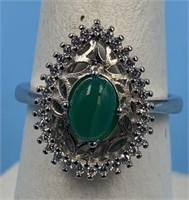 Sterling silver rings with green onyx, size 7.25