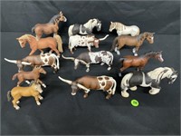 LOT OF 13 SCHLEICH HORSES & LONGHORNS