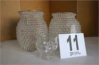 (2) Bath & Boddy Works Beaded Candle Holders &