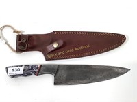 Handmade Damascus knife & leather sheath