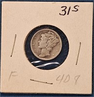 1931 S 90% Silver Mercury Dime