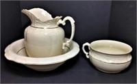 White Ceramic Washbowl & Pitcher and