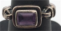 Sterling Silver Ring W Purple Stone