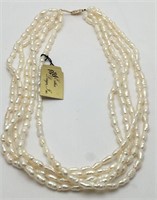 Five Strand Pearl Necklace With 14k Gold Clasp